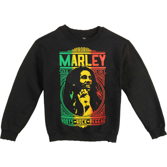 Bob Marley Unisex Soul Rebel RRR Distressed Crew Fleece Sweatshirt