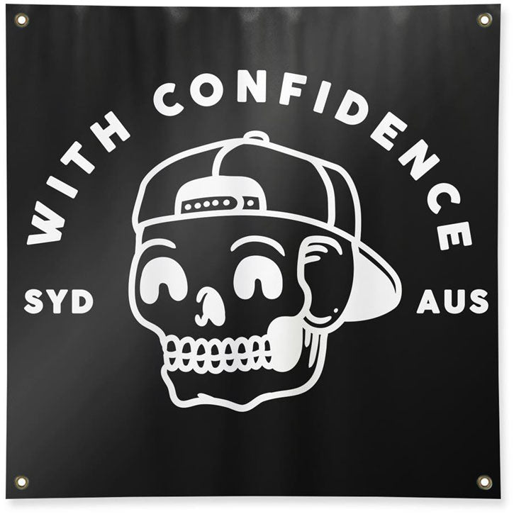 With Confidence Skull Kid Poster Flag