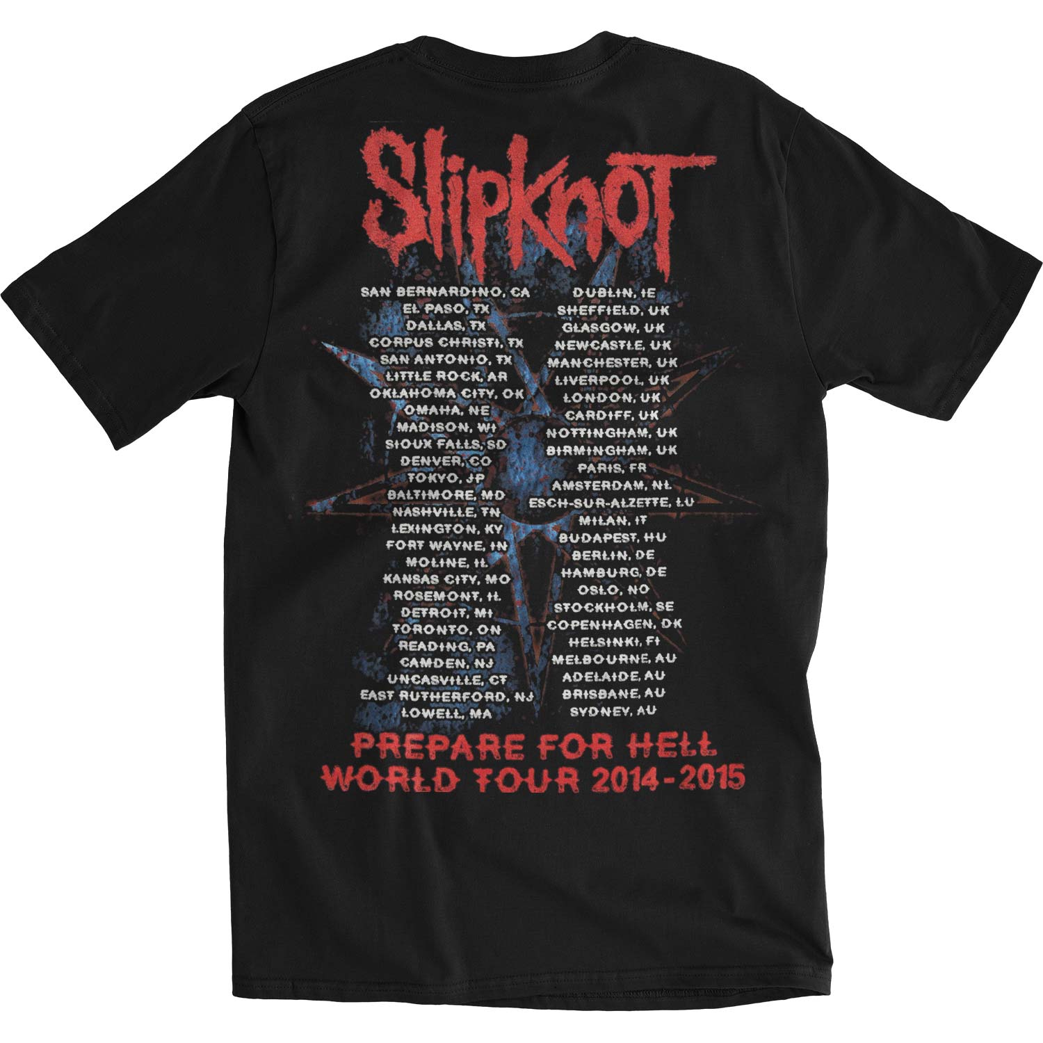 Slipknot Prepare For Hell 2014-2015 Tour (Back Print) Slim Fit T