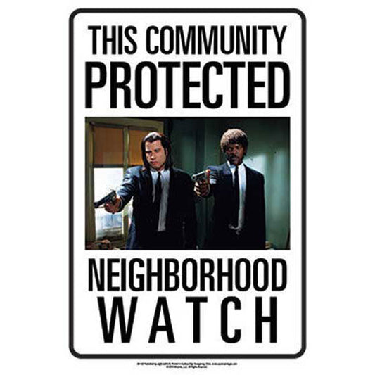 Protected By Pulp Fiction Tin Concert Sign