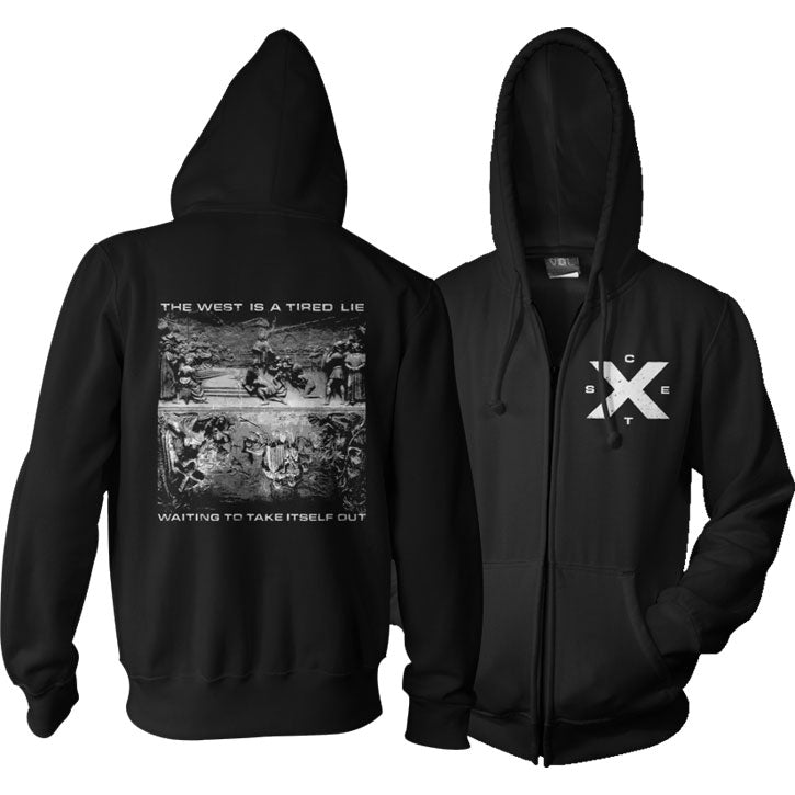 Sect Tired Lie Zippered Hooded Sweatshirt