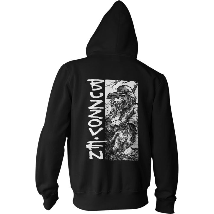 Buzzoven Hanging Wolf Zippered Hooded Sweatshirt