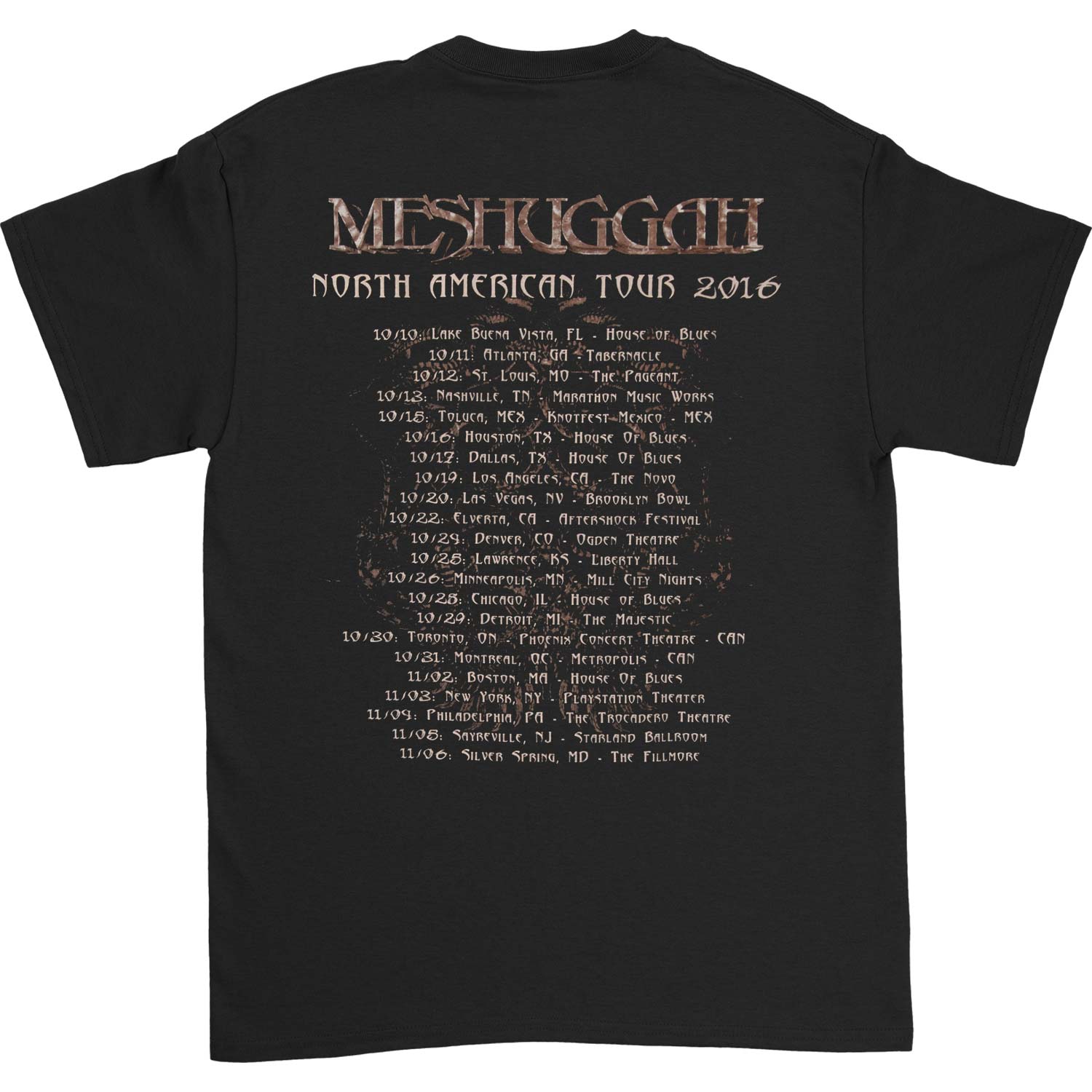 Meshuggah The Violent Sleep 2016 Tour T-shirt