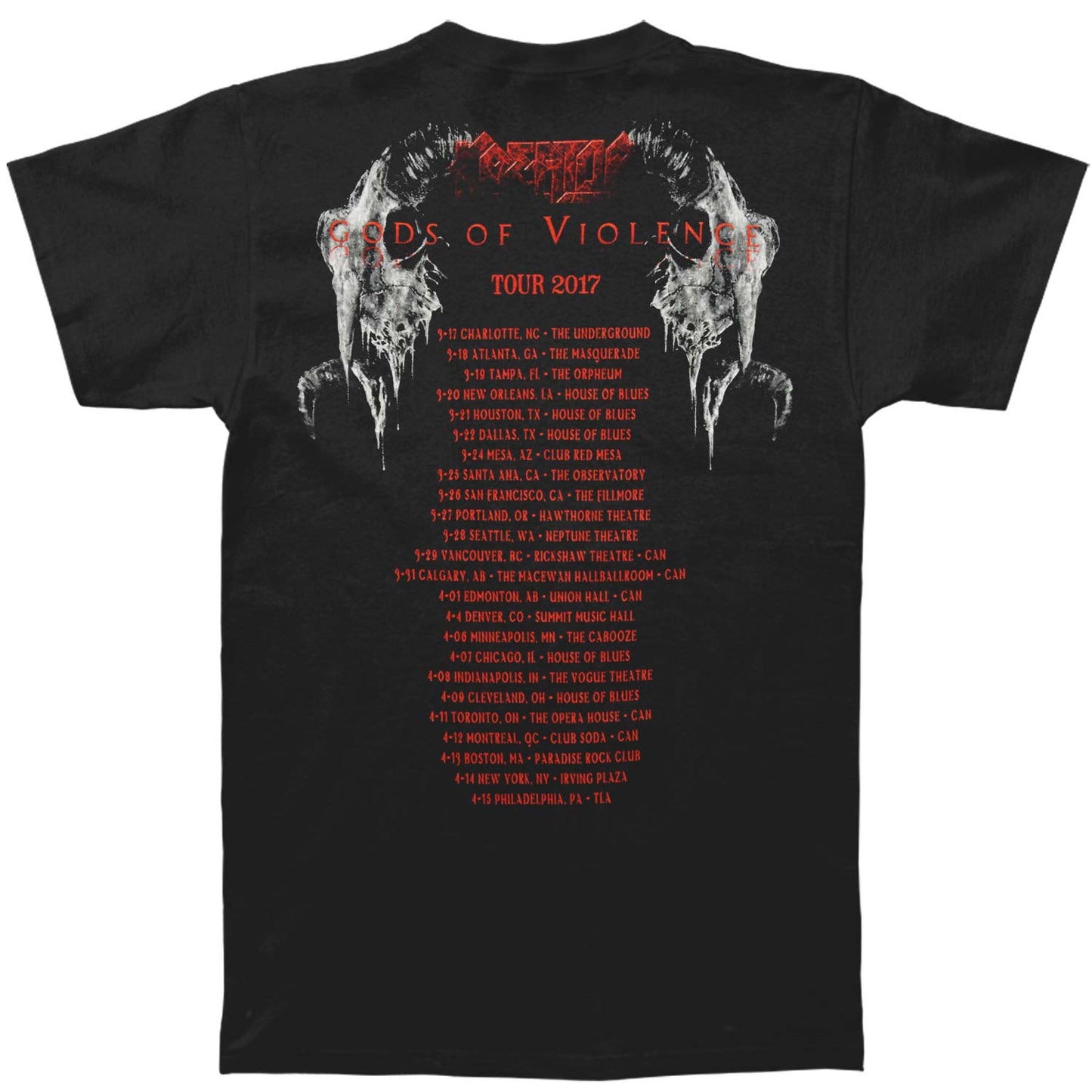 Gods Of Violence 2017 Tour T-shirt