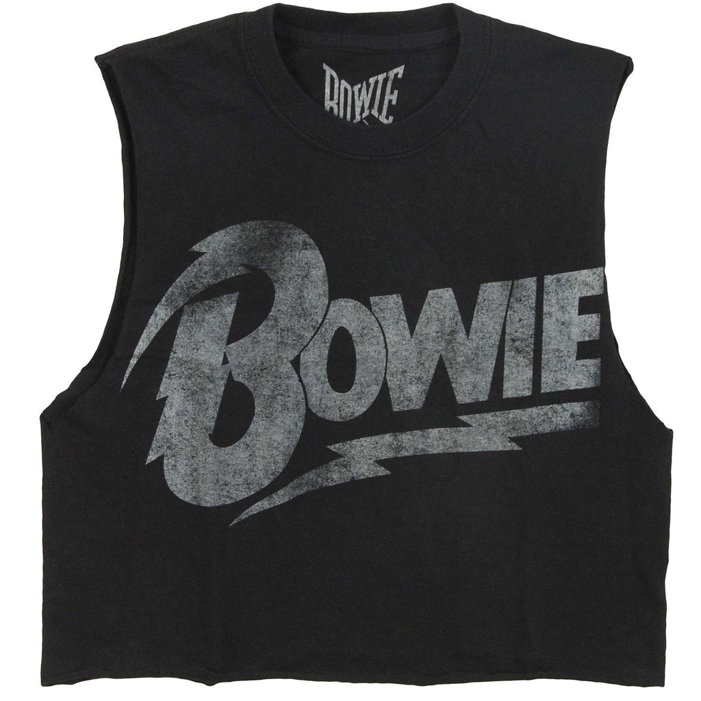 David Bowie Distressed Bowie Logo Junior Top