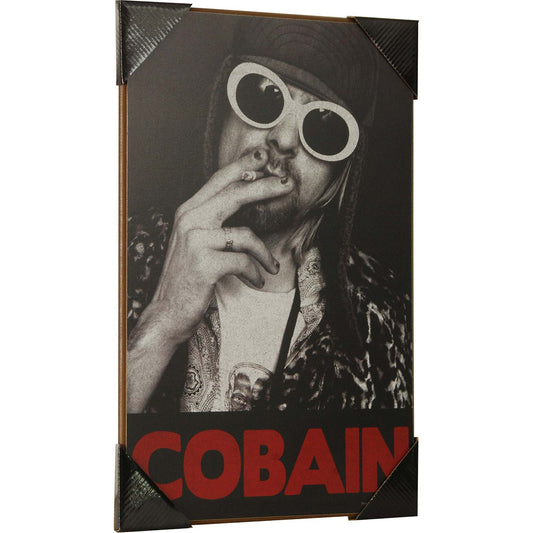 Nirvana Kurt Cobain w/ Sunglasses & Cigarette 13in x 19in Printed Wood Wall Sign Decor Wood