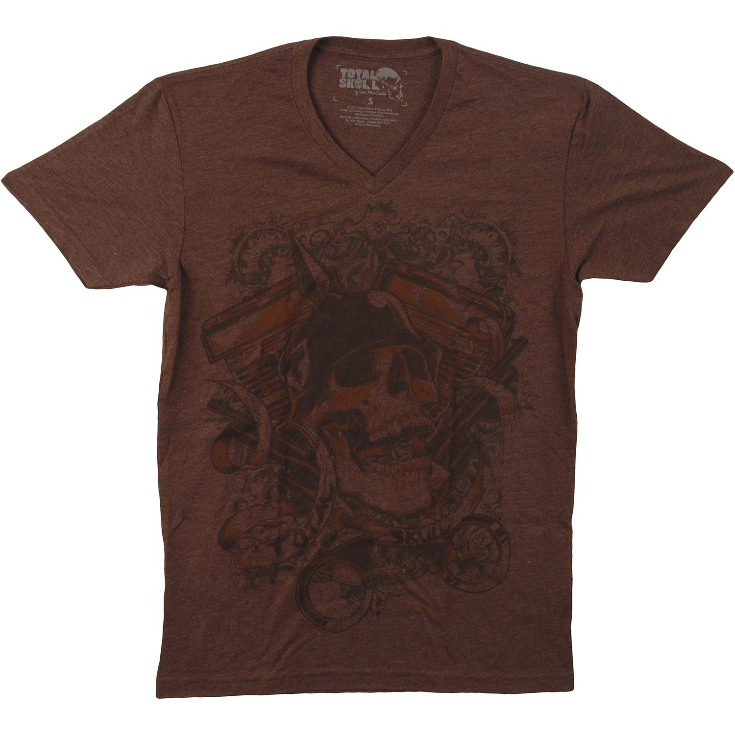 Skull W/ Guns V Neck Total Skull by Sheri Moon Zombie Slim Fit T-shirt