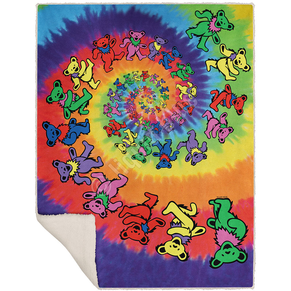 Grateful Dead Spiral Bears Fleece Blanket