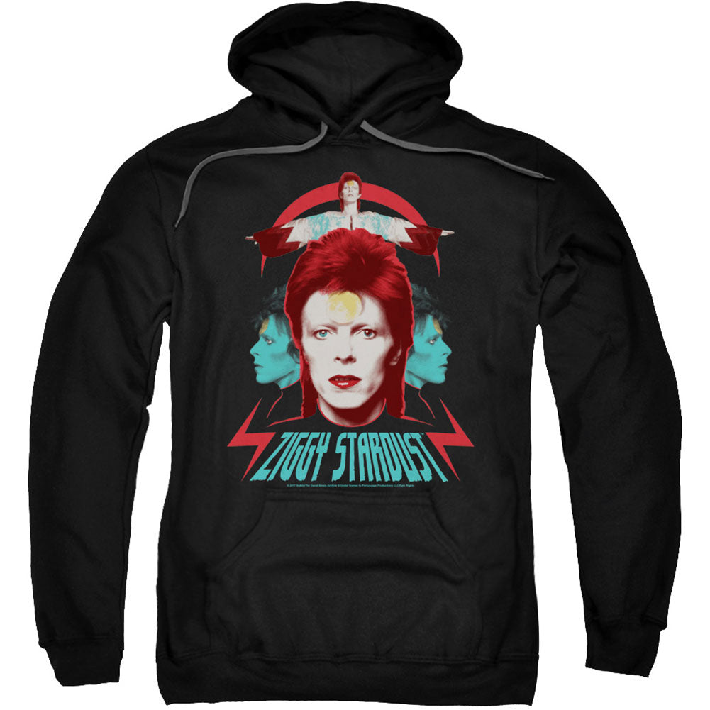 David Bowie Ziggy Heads Adult 25% Poly Hooded Sweatshirt