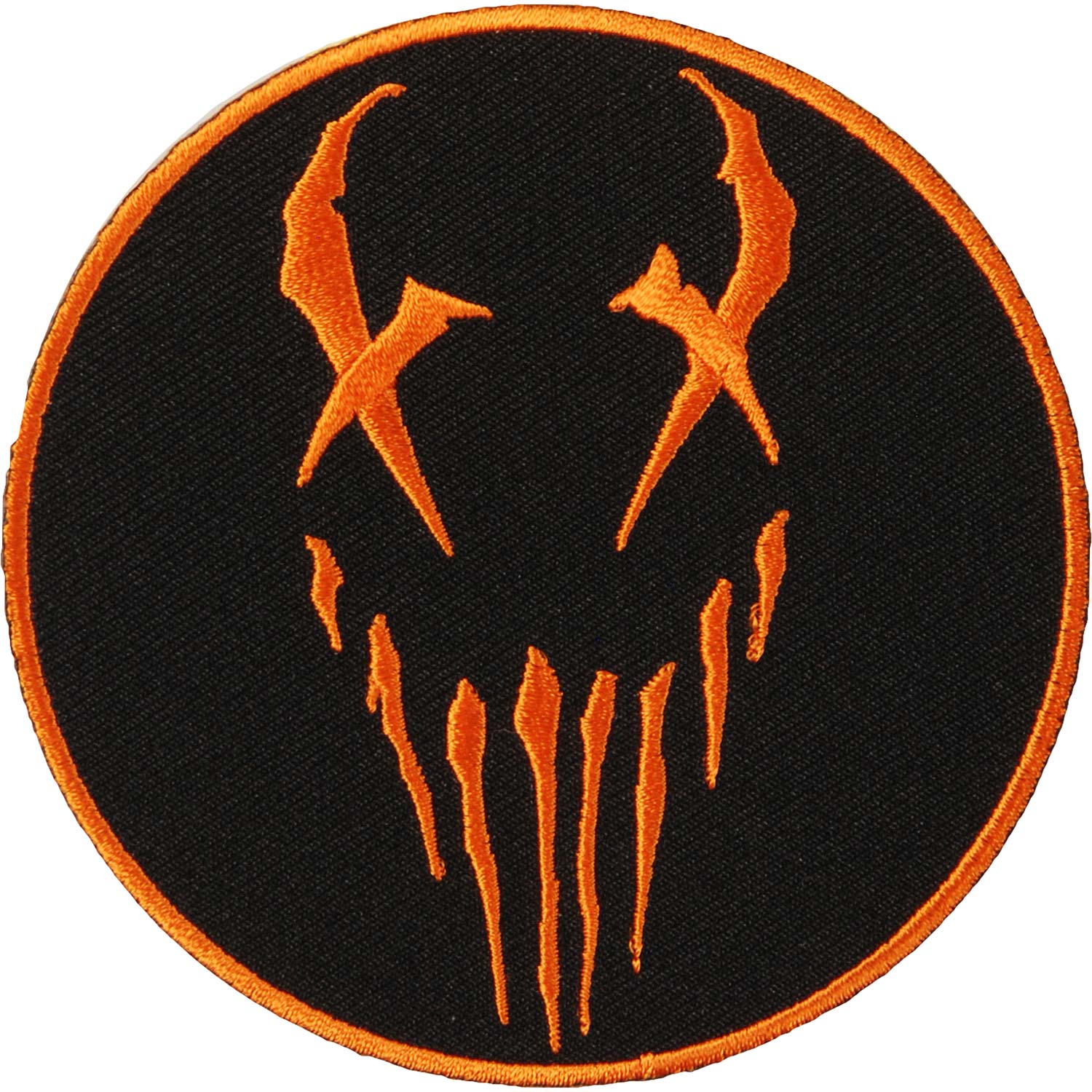 Orange X-Face Logo Round Embroidered Patch