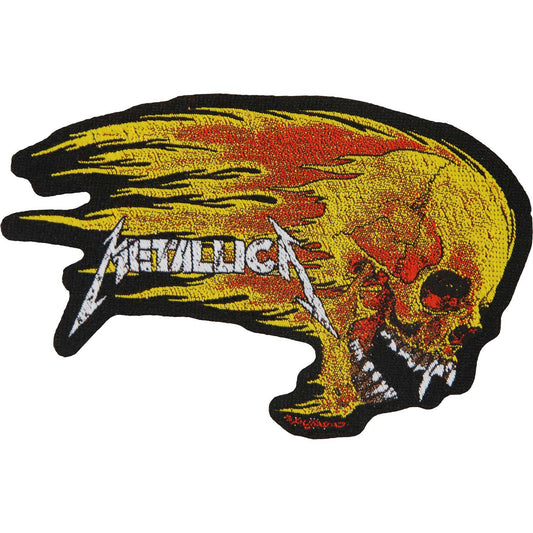 Flaming Skull Cut-Out Woven Patch