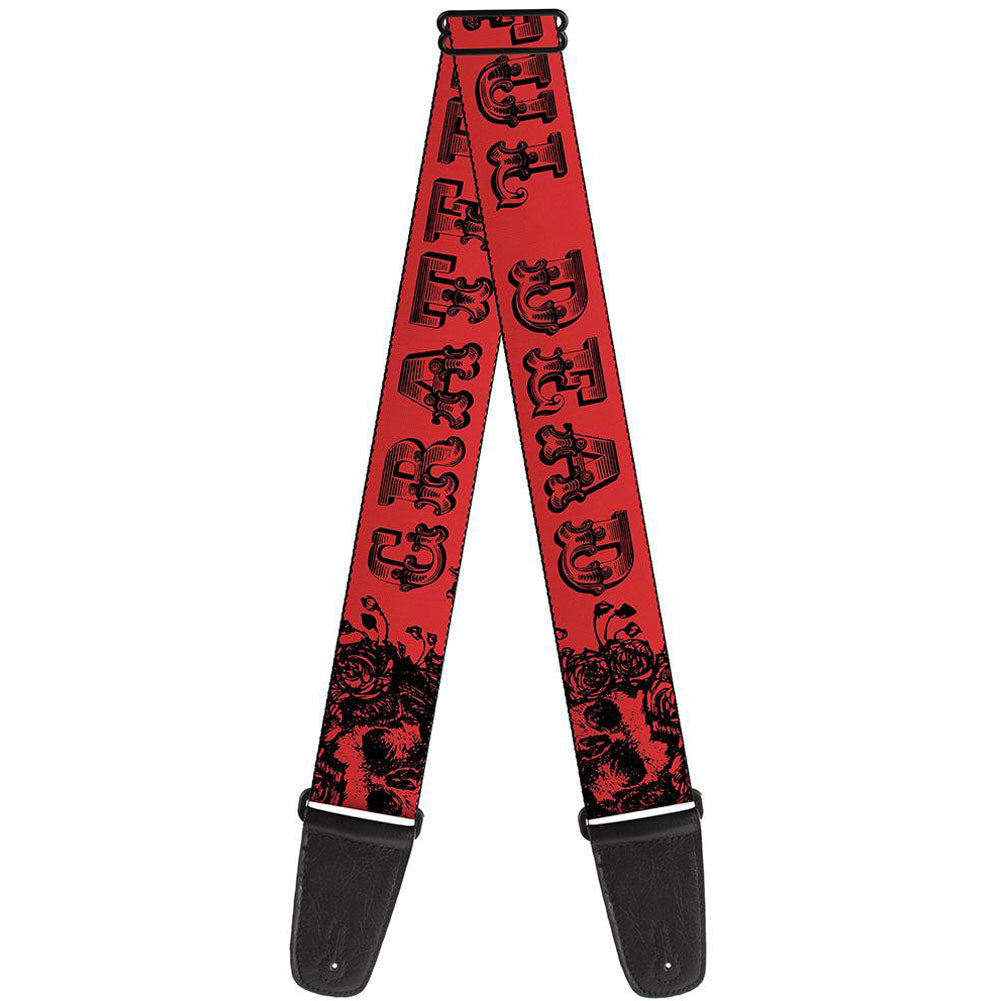 Grateful Dead Red Skull & Roses Guitar Strap