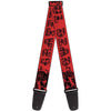 Red Skull & Roses Guitar Strap