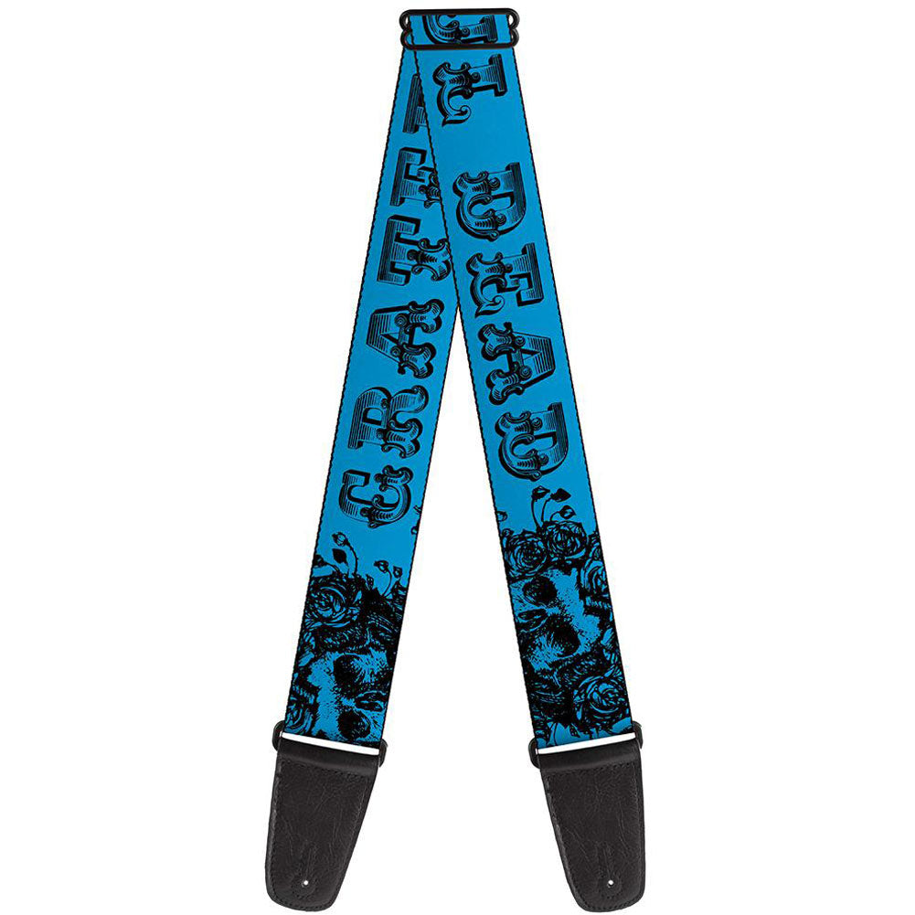 Blue Skull & Roses Guitar Strap