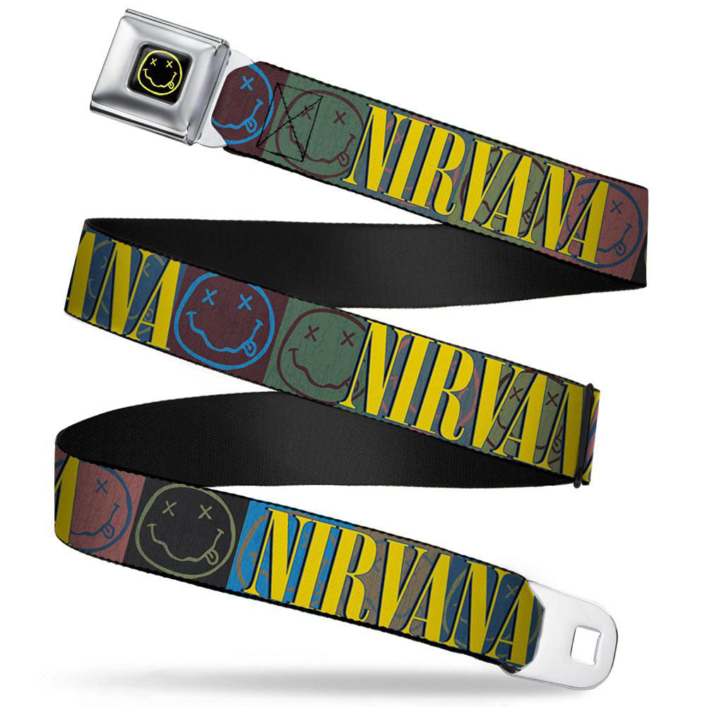 Nirvana Smiley Face Blocks Seatbelt Buckle Belt