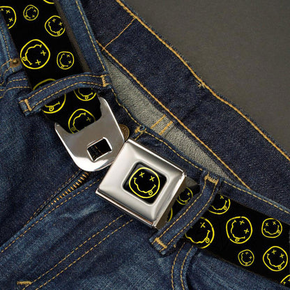 Nirvana Scattered Smiley Face Seatbelt Buckle Belt