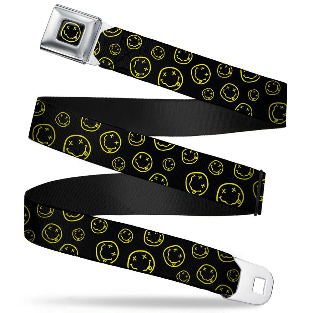 Nirvana Scattered Smiley Face Seatbelt Buckle Belt