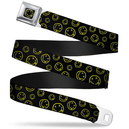 Nirvana Scattered Smiley Face Seatbelt Buckle Belt