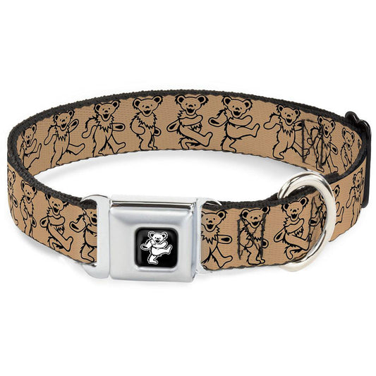 Grateful Dead Medium Dog 1 Inch Wide Collar/Tan Dancing Bears Pet Wear