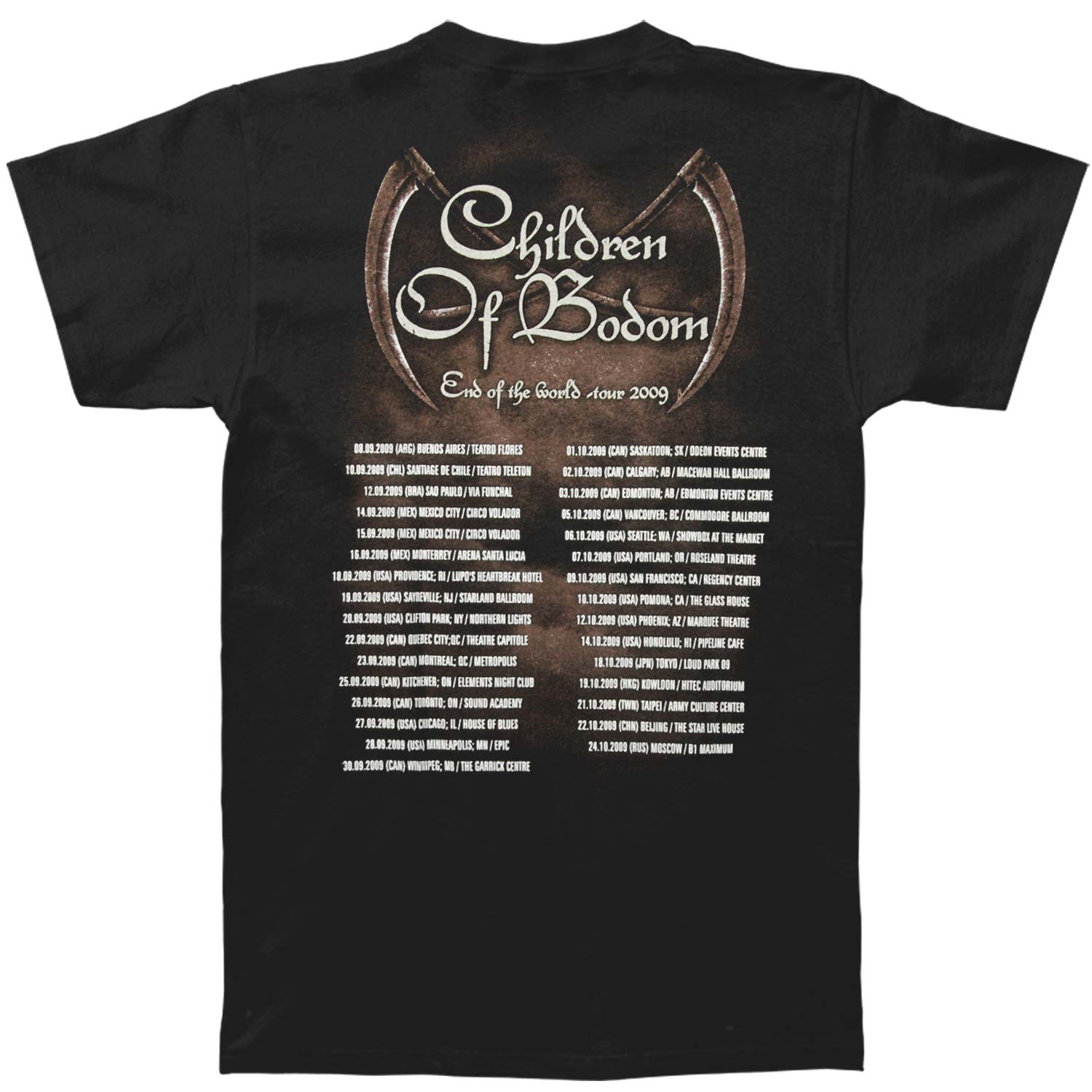 Children Of Bodom Earth 2009 Tour T-shirt