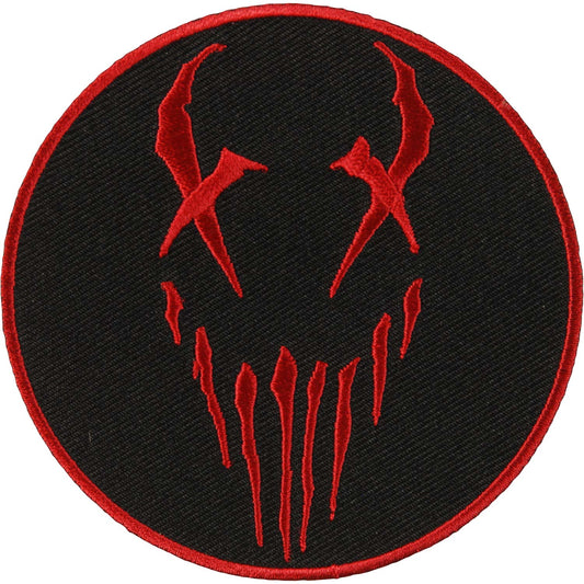 X Face Red Embroidered Patch