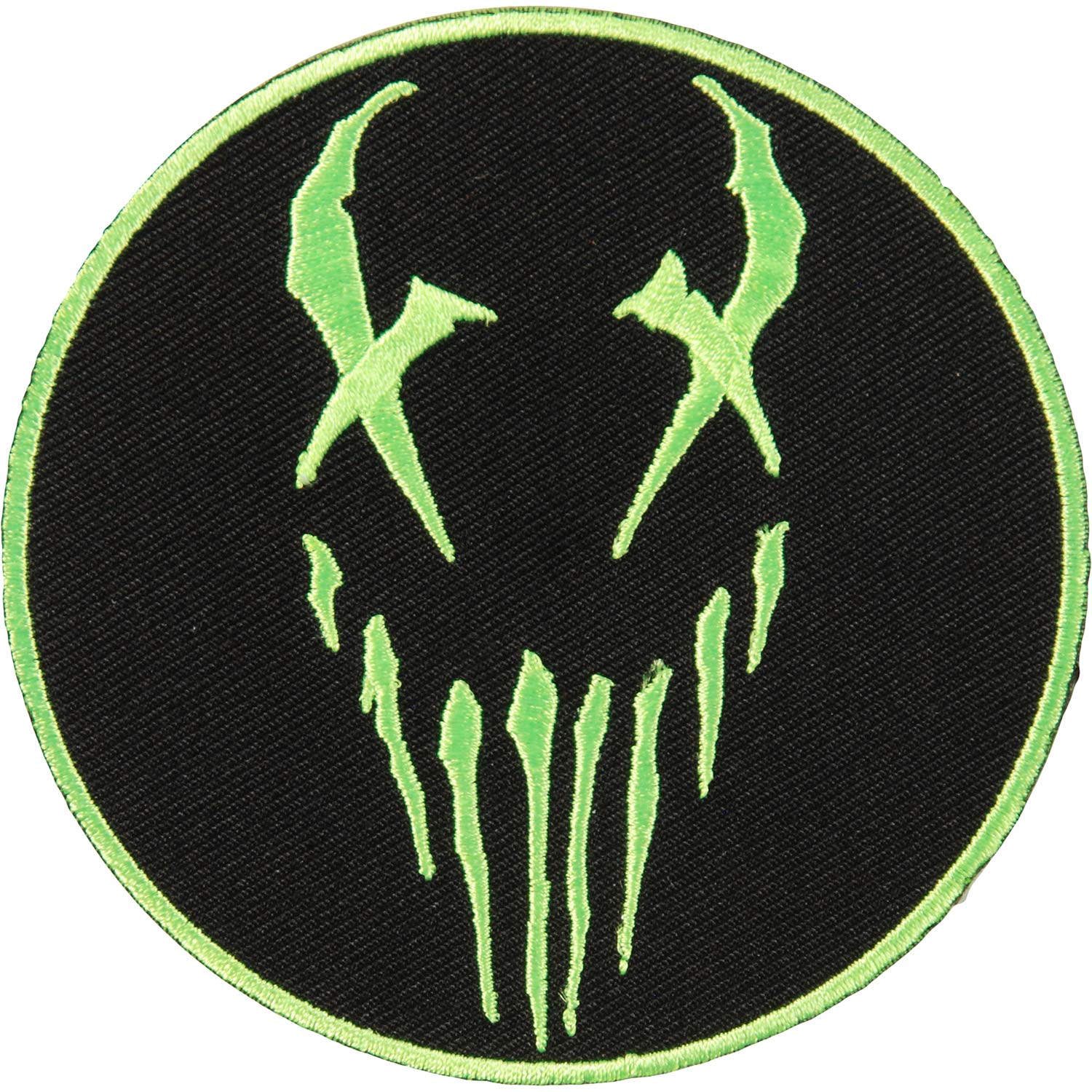X Face Green Embroidered Patch