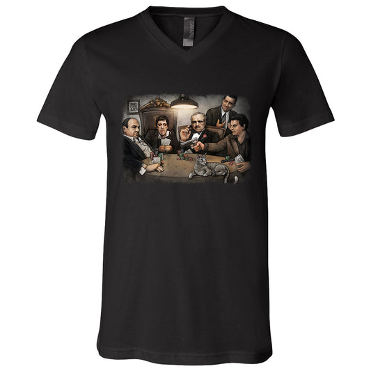 Big Chris Art Big Chris Art Gangsters Playing Poker V-Neck T-shirt
