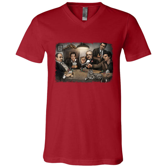Big Chris Art Big Chris Art Gangsters Playing Poker V-Neck T-shirt