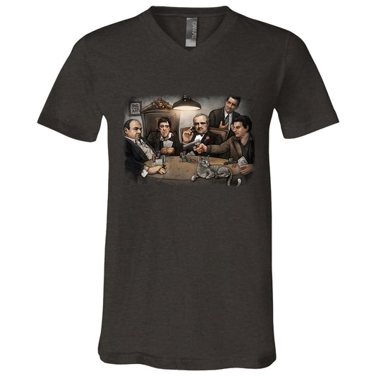 Big Chris Art Big Chris Art Gangsters Playing Poker V-Neck T-shirt
