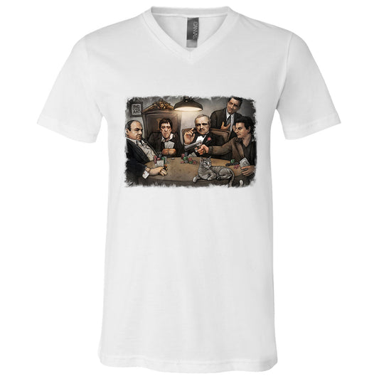 Big Chris Art Big Chris Art Gangsters Playing Poker V-Neck T-shirt