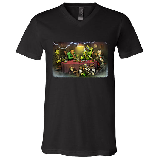 Big Chris Art Big Chris Art Monsters Playing Poker V-Neck T-shirt