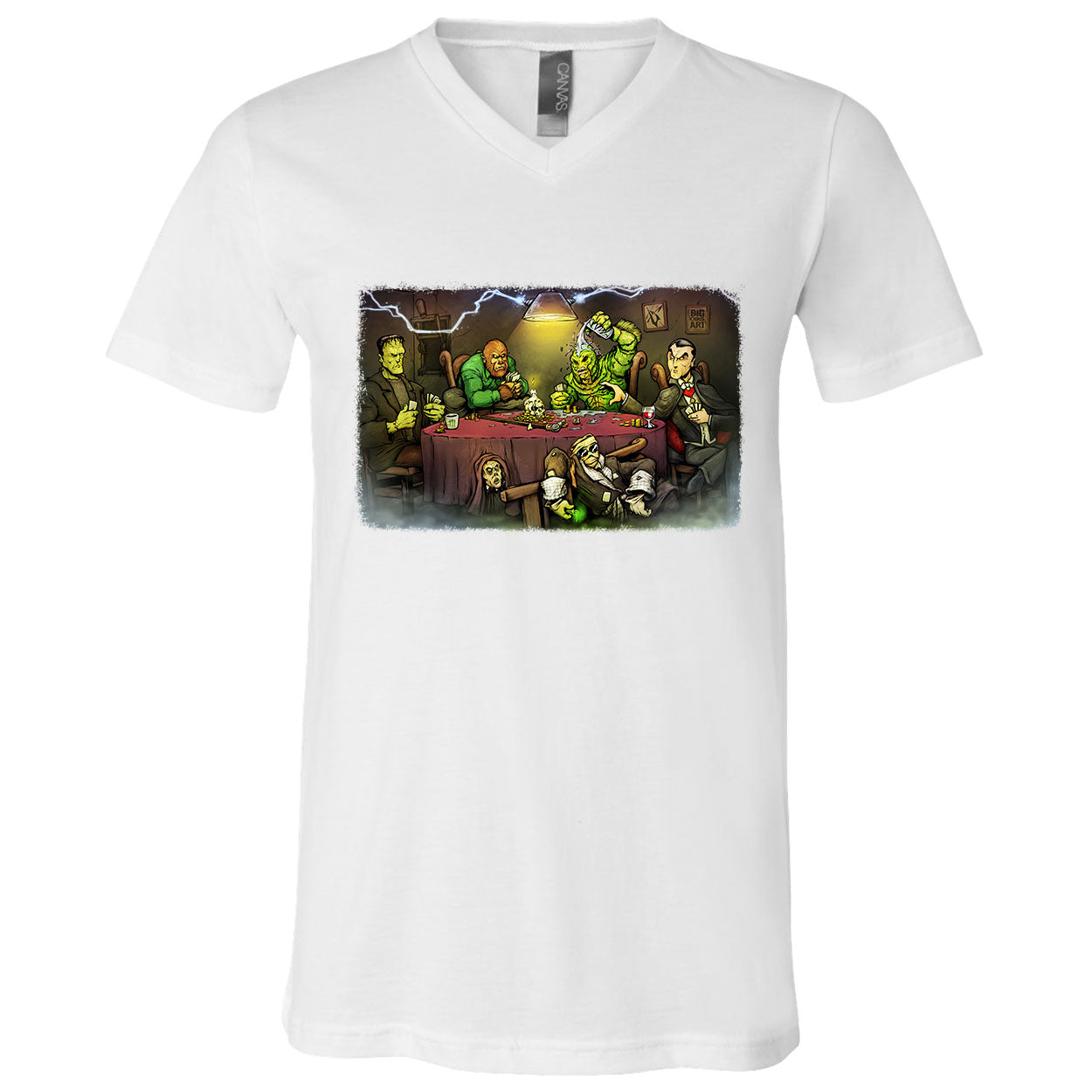 Big Chris Art Monsters Playing Poker V-Neck T-shirt