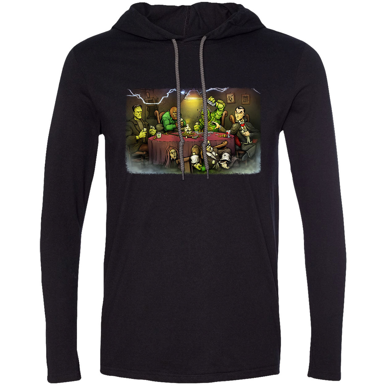 Big Chris Art Monsters Playing Poker Hooded Long Sleeve