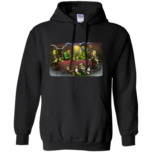 Big Chris Art Big Chris Art Monsters Playing Poker Hooded Sweatshirt