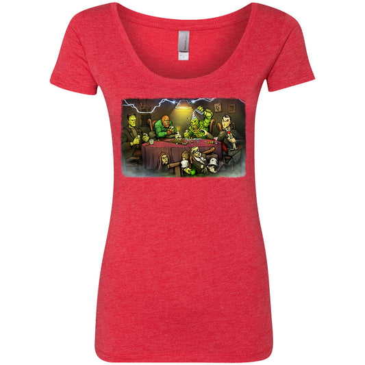 Monsters Playing Poker Scoop Neck Junior Top