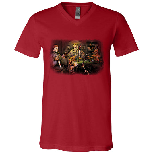 Big Chris Art Big Chris Art Slashers Playing Poker V-Neck T-shirt