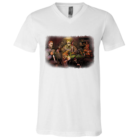 Big Chris Art Big Chris Art Slashers Playing Poker V-Neck T-shirt