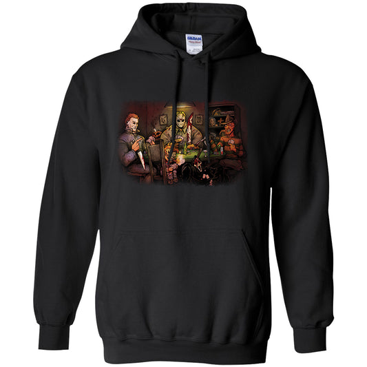 Big Chris Art Big Chris Art Slashers Playing Poker Hooded Sweatshirt