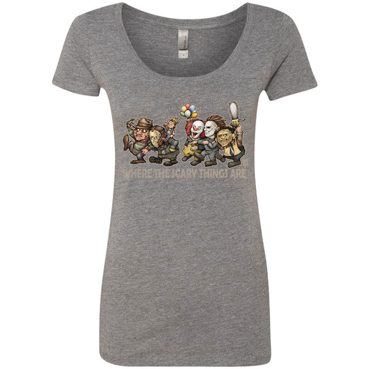 Where the Scary Things Are Scoop Neck Junior Top