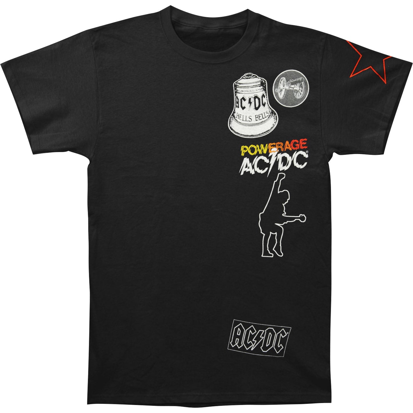 AC/DC Screen Print on Black Tee T-shirt