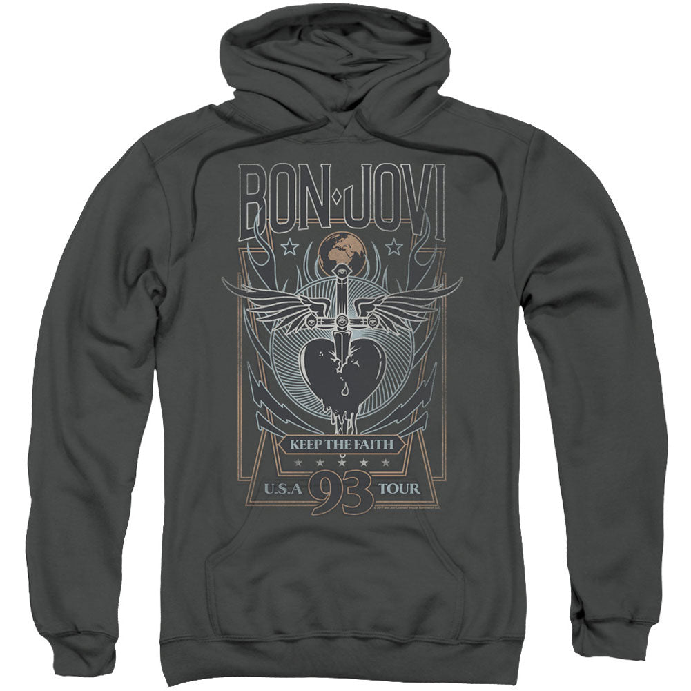 Bon Jovi Keep The Faith Adult 25% Poly Hooded Sweatshirt