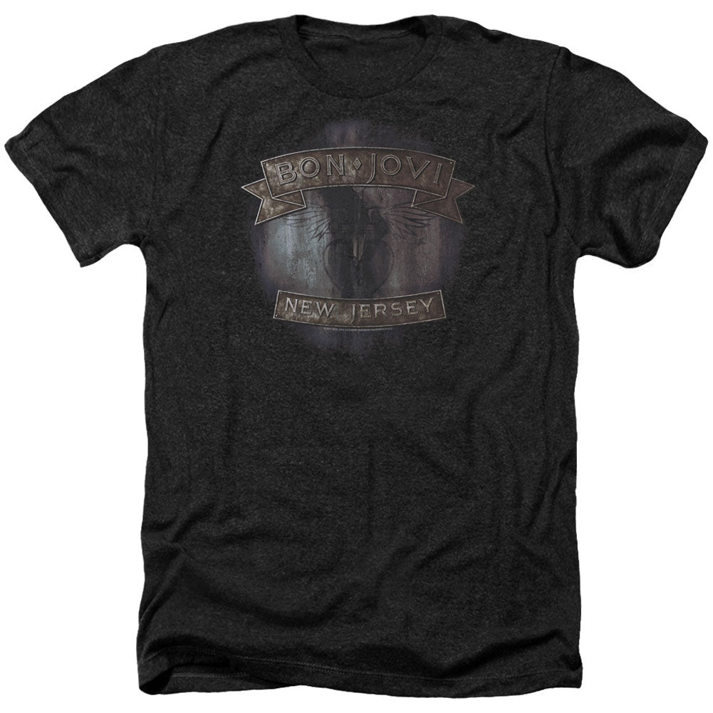 Bon Jovi New Jersey Adult Heather 40% Poly T-shirt