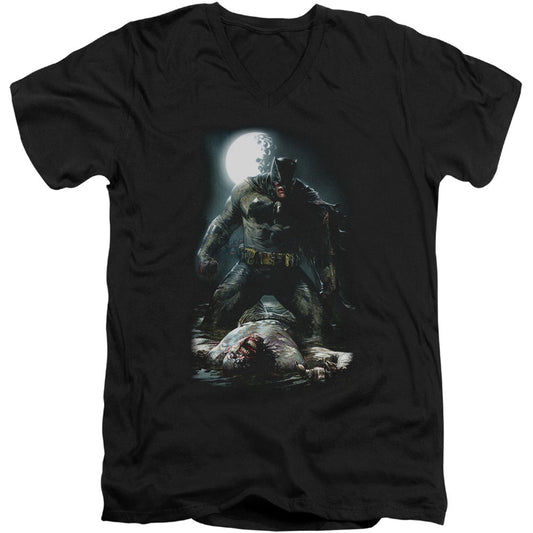 Batman Mudhole Adult V-Neck Slim Fit T-shirt