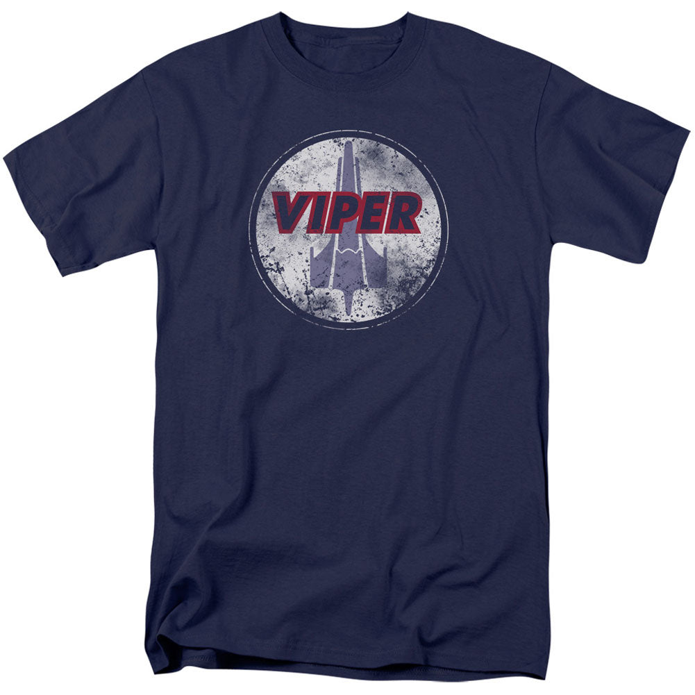 Battlestar Galactica War Torn Viper Logo Adult T-shirt