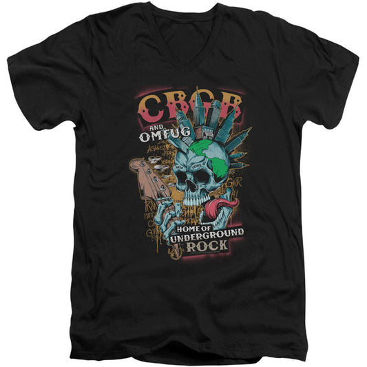Cbgb City Mowhawk Adult V-Neck Slim Fit T-shirt