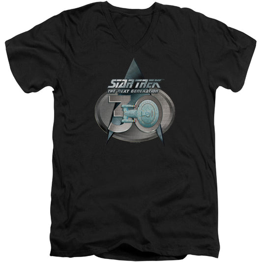 Star Trek Tng 30 Logo Adult V-Neck Slim Fit T-shirt