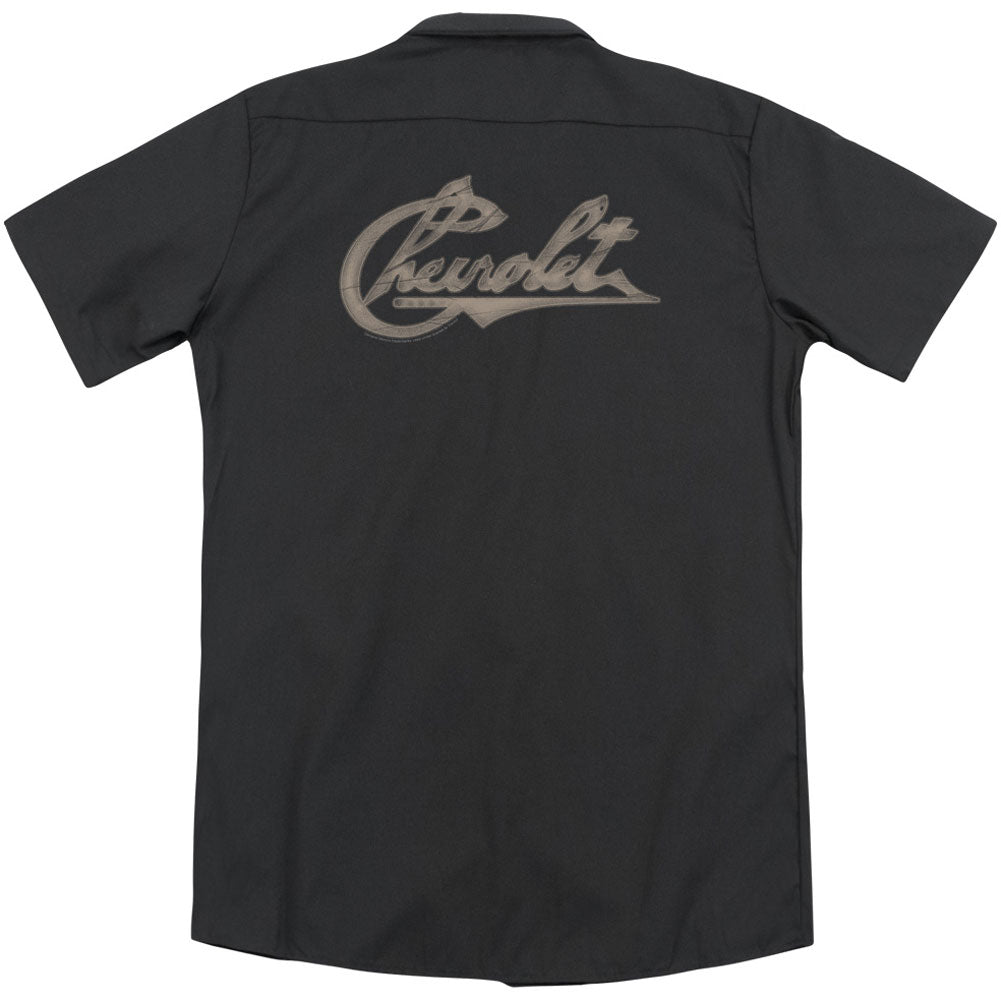 Chevy Script On Black (Back Print) Workshirt