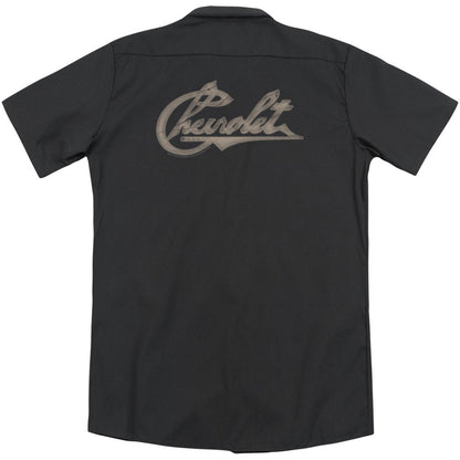 Chevy Script On Black (Back Print) Workshirt