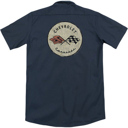 Chevy Blue And Gold Vintage Bowtie (Back Print) Workshirt