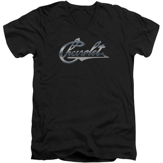 Chevy Chrome Vintage Chevy Bowtie Adult V-Neck Slim Fit T-shirt